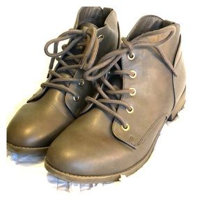 Grey Lace up Booties with no heel.